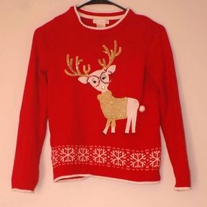 Girls Christmas reindeer sweater